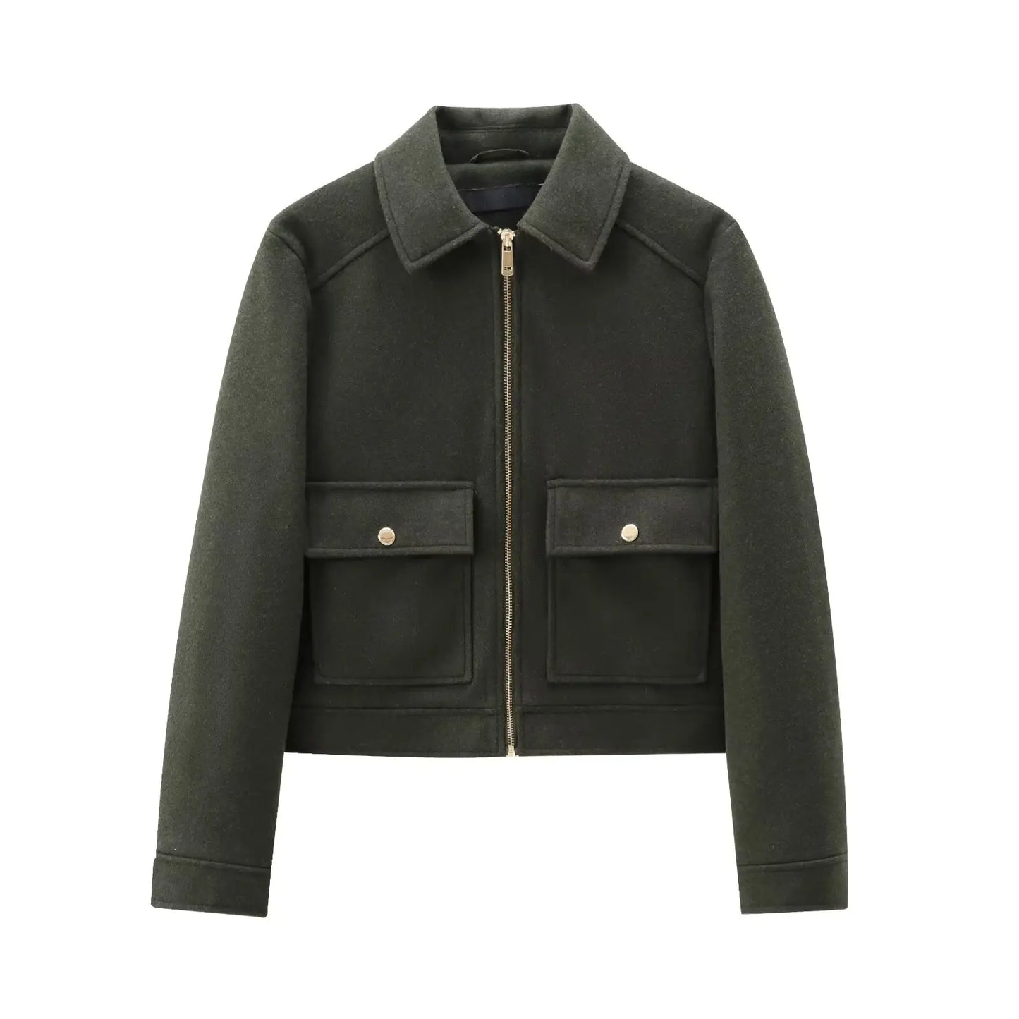 Women'S Zipper Jacket Coat New Winter Long Sleeve Pocket Outerwear Coat Short Street Elegant Women'S Jacket