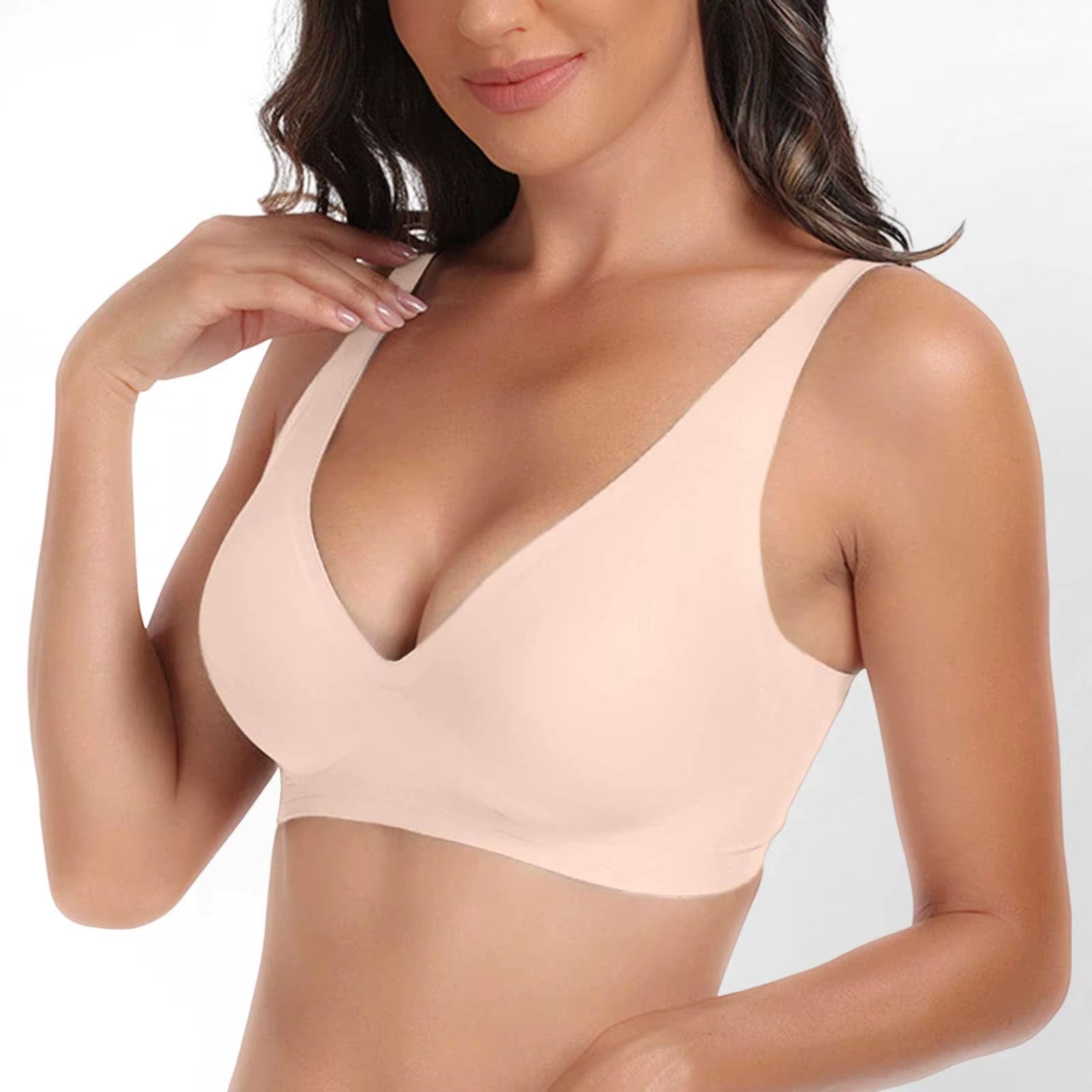 Sexy Push up Padded Seamless Bras for Women Soft Support Invisible Wireless Bra Bralette Smooth Women Deep V Bras Sexy Lingerie