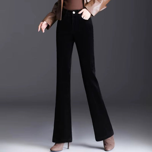 High-End Women'S Micro-Pull Pants High Waist and Thin Spring and Autumn 2025 New Corduroy Casual Loose Versatile Trend Trousers
