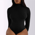 Women Black Long Sleeve Bodysuit Autumn Winter Turtleneck Bodysuits Female Bodycon High Waist Romper Body Shapewear