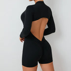 V Back Scrunch One-Piece Suit Push up Sports Jumpsuit Woman Fitness Zipper Overalls Workout Rompers Women Gym Bodysuits Female
