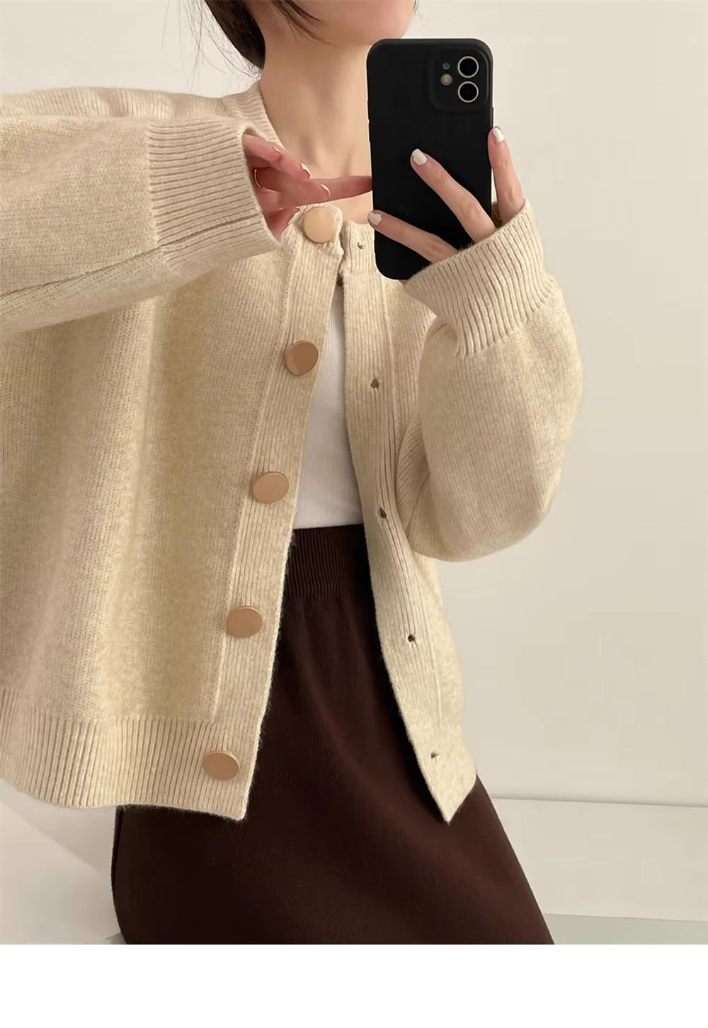 New Solid Women Cardigans Sweater O-Neck Autumn Winter Knitted Loose Cardigans Solid Single Breasted Womens Sweaters