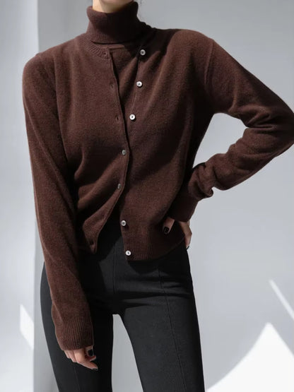 Women'S New Autumn Turtleneck Sleeveless Tank Top Soft Knit Button up Cardigan Sweater Fashion Sets