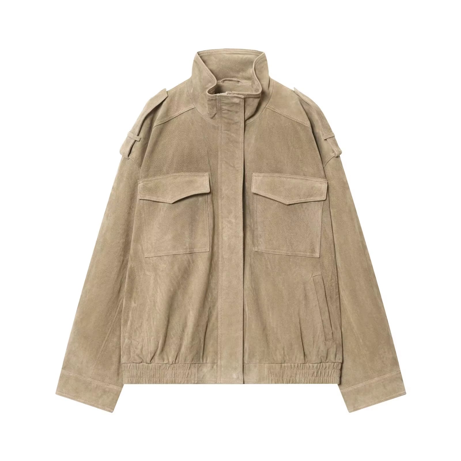 2025 Women Winter Bomber Jackets Vintage Suede Thick Pockets Jacket Streetwear Leisure Pocket Zipper New Oversized Jackets