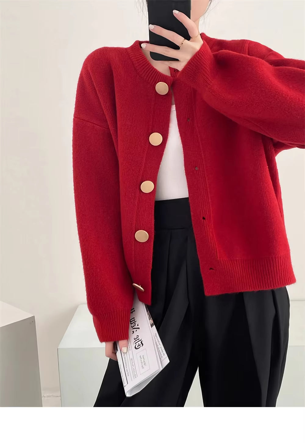 New Solid Women Cardigans Sweater O-Neck Autumn Winter Knitted Loose Cardigans Solid Single Breasted Womens Sweaters