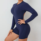 V Back Scrunch One-Piece Suit Push up Sports Jumpsuit Woman Fitness Zipper Overalls Workout Rompers Women Gym Bodysuits Female