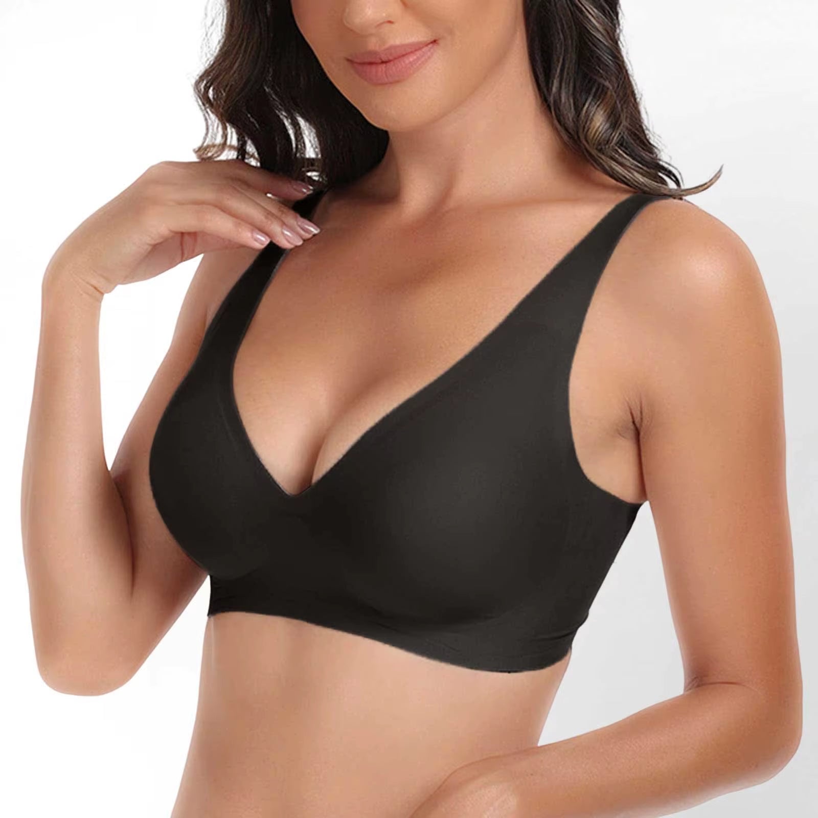 Sexy Push up Padded Seamless Bras for Women Soft Support Invisible Wireless Bra Bralette Smooth Women Deep V Bras Sexy Lingerie