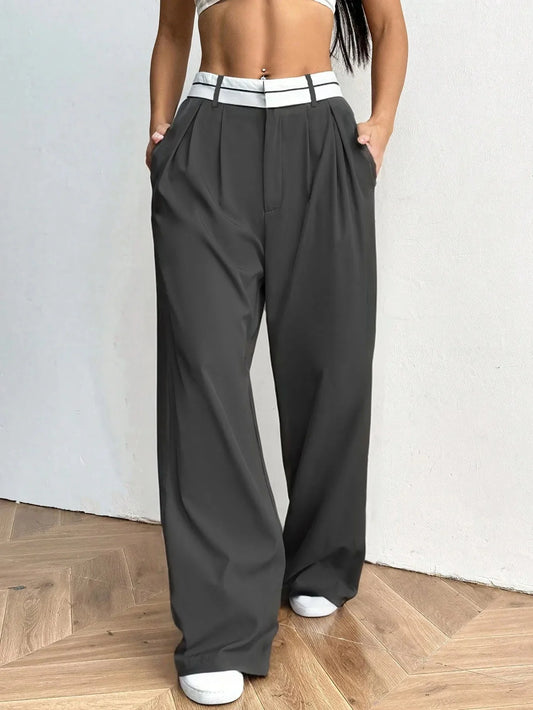 Loose Wide Leg Suit Pants 2025 New Style Comfortable Fit Long Trousers for Women Elegant Fashionable AE Stock Origin China