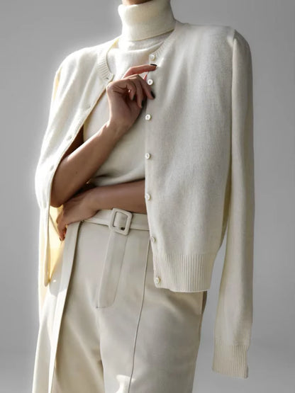 Women'S New Autumn Turtleneck Sleeveless Tank Top Soft Knit Button up Cardigan Sweater Fashion Sets