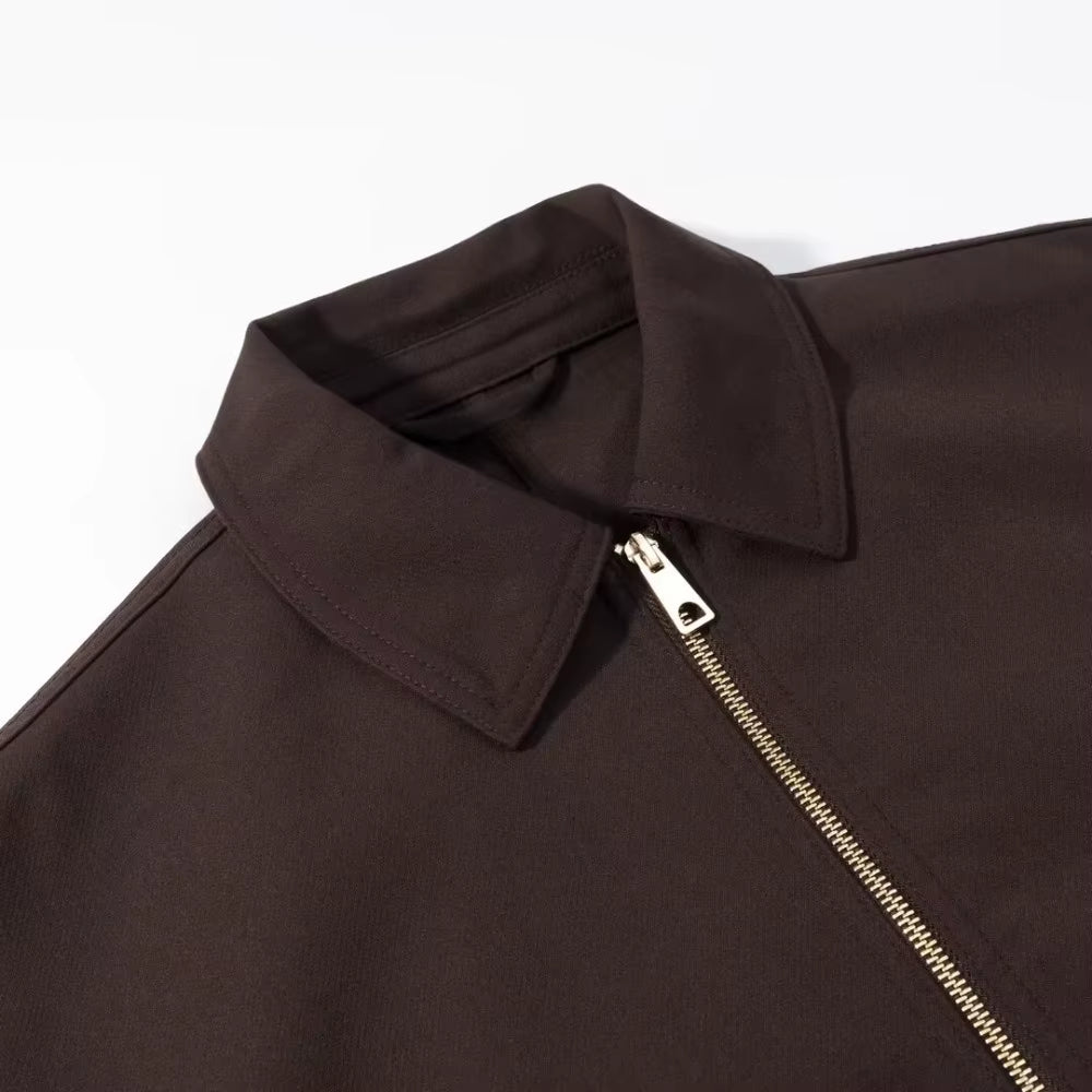 Brown Zip Bomber Jackets for Woman Fashion Autumn Woman 2025 Trend Casual Long Sleeve Coat Elegant Casual Top Outerwears