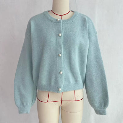 Chic Knit Sweater Cardigan for Women Loose Solid O-Neck Single-Breasted Knitwear Tops 2025 Autumn New Female Cardigan Outerwear