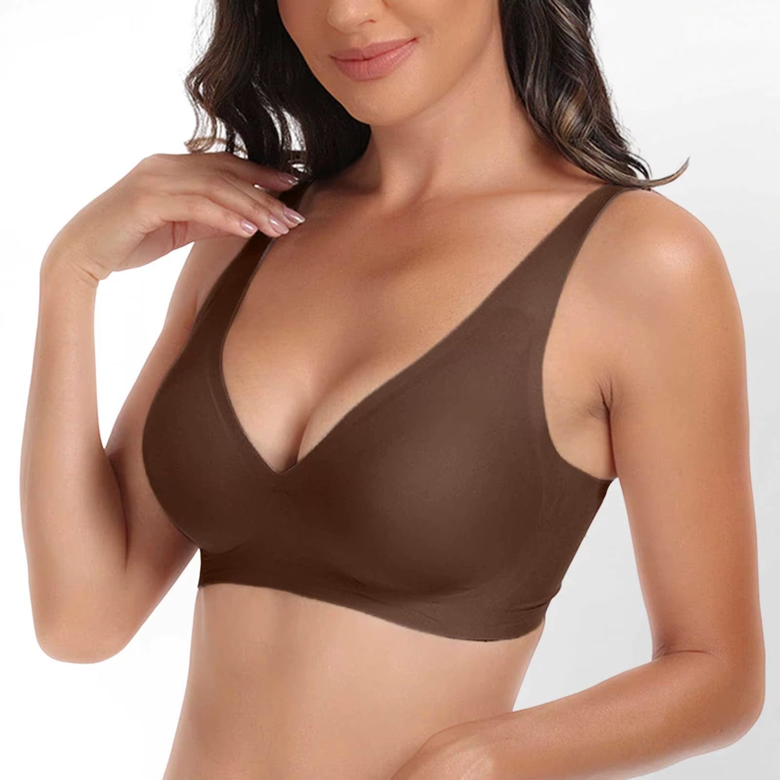 Sexy Push up Padded Seamless Bras for Women Soft Support Invisible Wireless Bra Bralette Smooth Women Deep V Bras Sexy Lingerie