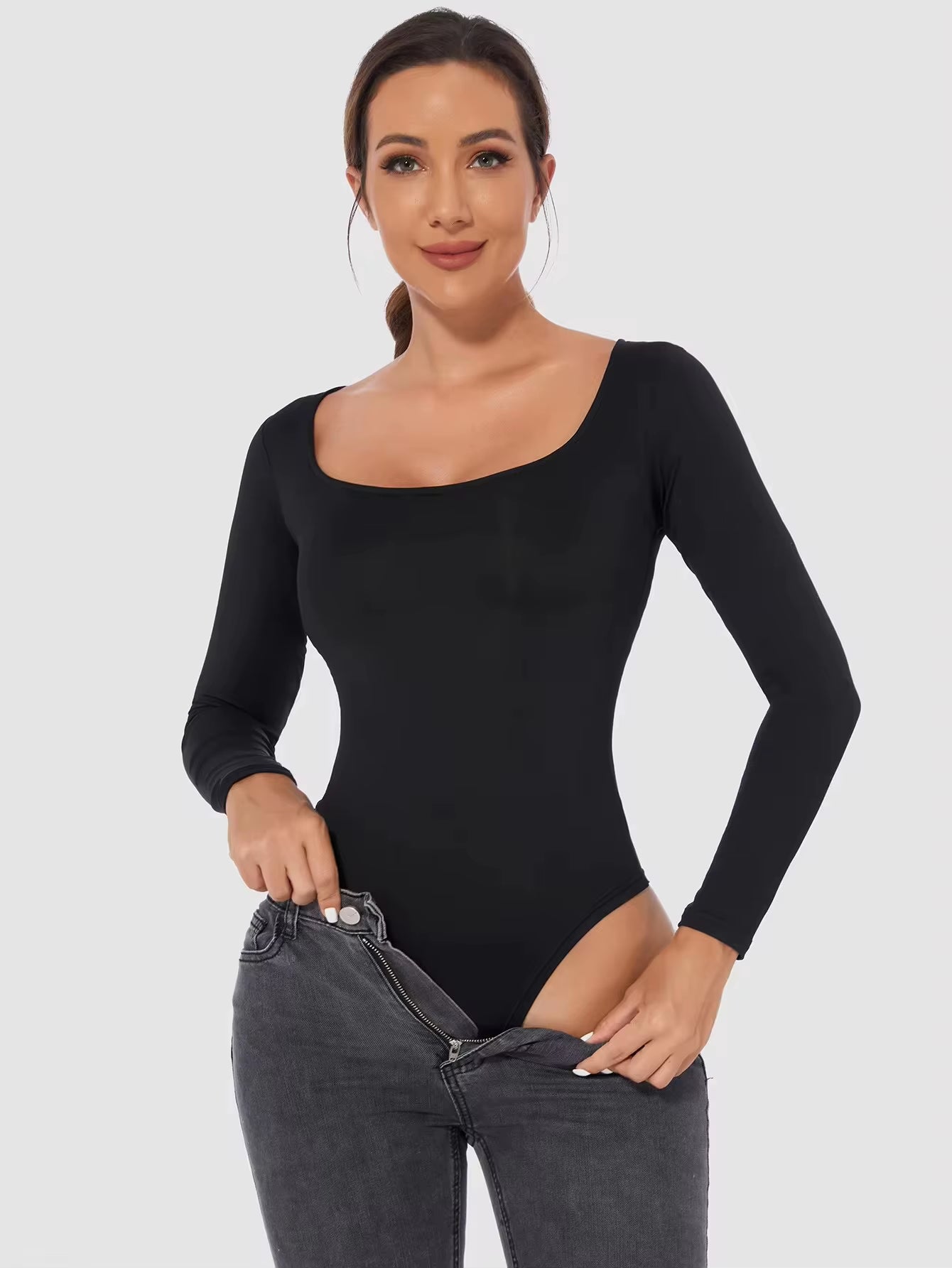Fall and Winter Shapewear Jumpsuit, Women'S Tight Corset, Long Sleeved Undershirt, Slim Fitting Jumpsuit