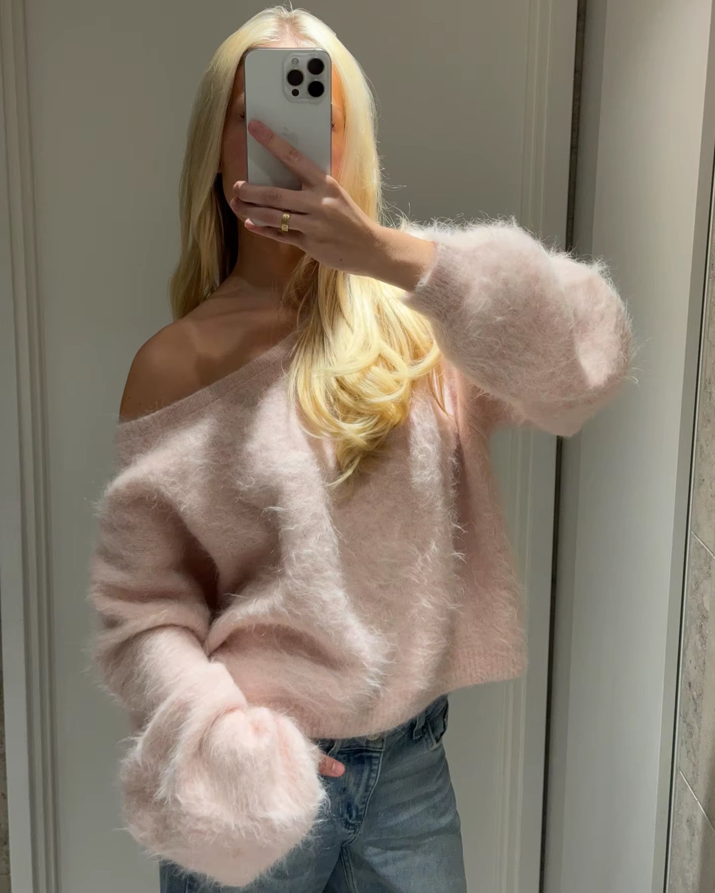 Women Solid off Shoulder Pullover Fashion Classic Full Sleeve Loose Knitted Sweater Lady New Daily High Street Autumn Sweaters