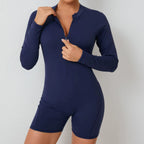 V Back Scrunch One-Piece Suit Push up Sports Jumpsuit Woman Fitness Zipper Overalls Workout Rompers Women Gym Bodysuits Female