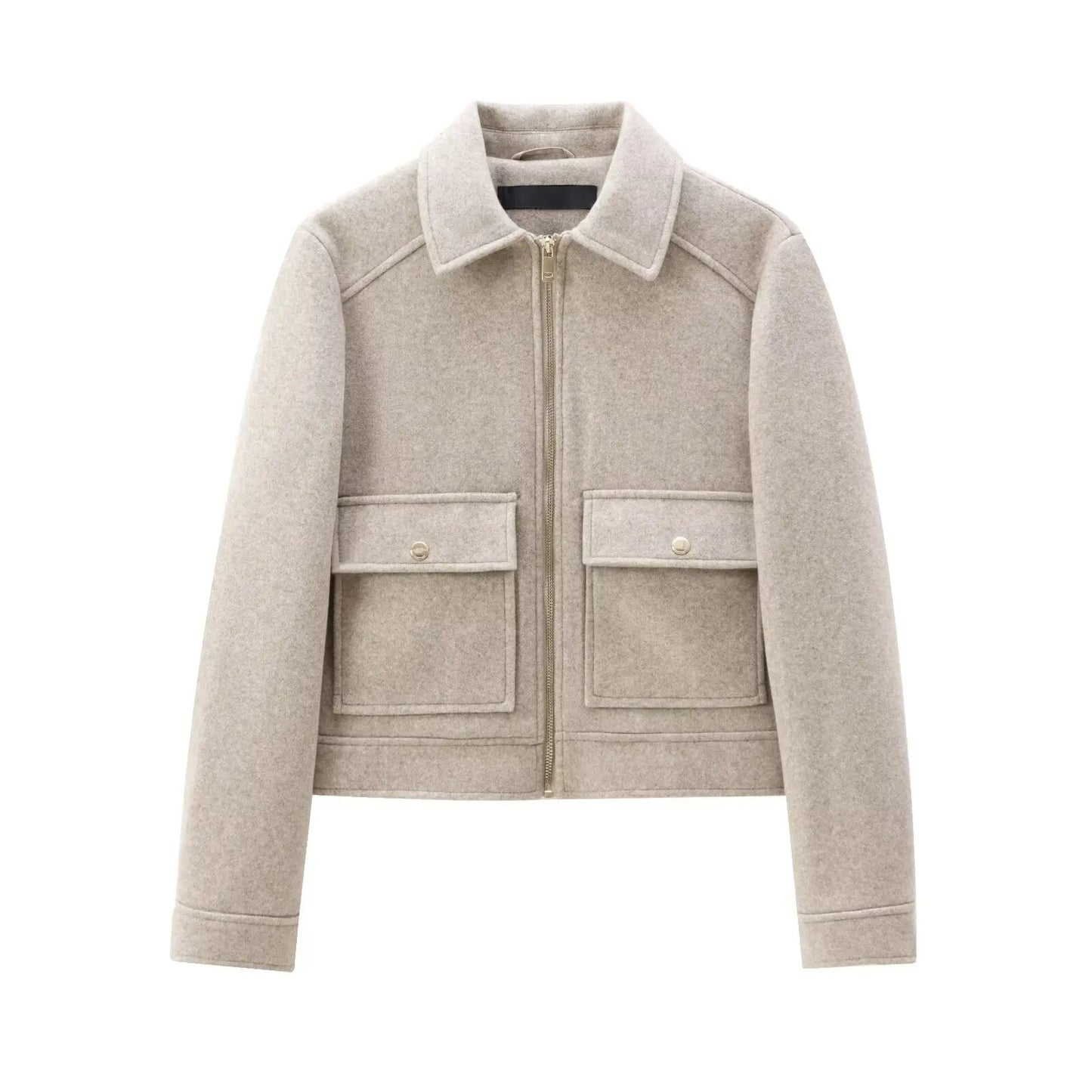 Women'S Zipper Jacket Coat New Winter Long Sleeve Pocket Outerwear Coat Short Street Elegant Women'S Jacket