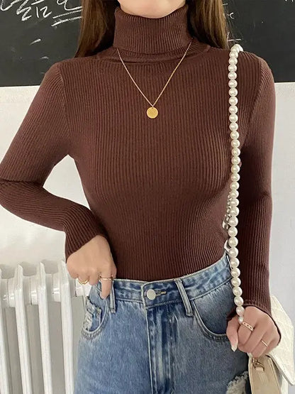 Women Fall Turtleneck Sweater Knitted Soft Pullovers Cashmere Jumpers Basic Soft Sweaters for Women 2024 Autumn Winter