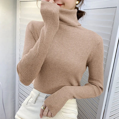 Women Fall Turtleneck Sweater Knitted Soft Pullovers Cashmere Jumpers Basic Soft Sweaters for Women 2024 Autumn Winter