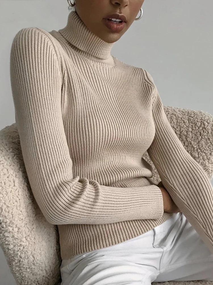 Women Fall Turtleneck Sweater Knitted Soft Pullovers Cashmere Jumpers Basic Soft Sweaters for Women 2024 Autumn Winter