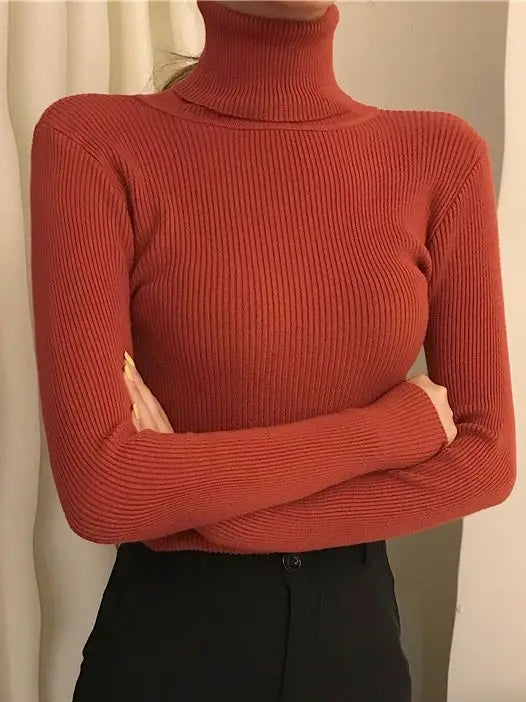 Women Fall Turtleneck Sweater Knitted Soft Pullovers Cashmere Jumpers Basic Soft Sweaters for Women 2024 Autumn Winter