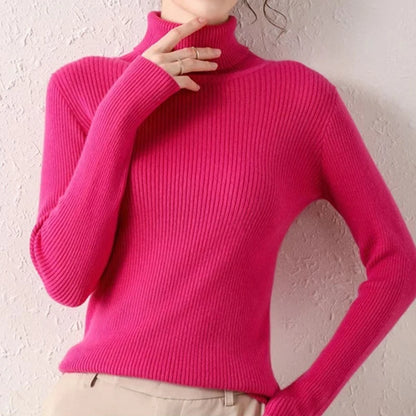 Women Fall Turtleneck Sweater Knitted Soft Pullovers Cashmere Jumpers Basic Soft Sweaters for Women 2024 Autumn Winter