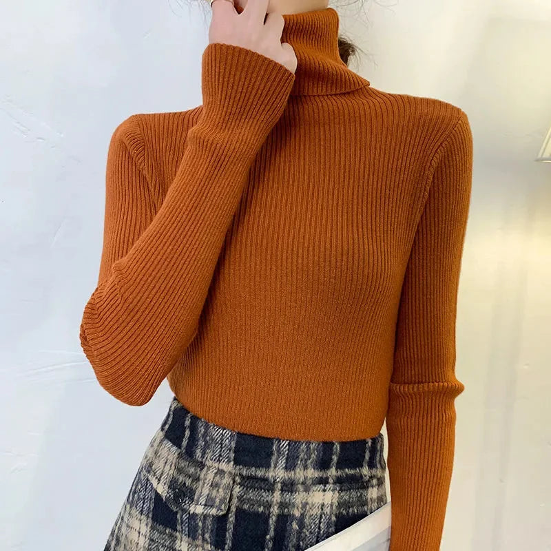 Women Fall Turtleneck Sweater Knitted Soft Pullovers Cashmere Jumpers Basic Soft Sweaters for Women 2024 Autumn Winter