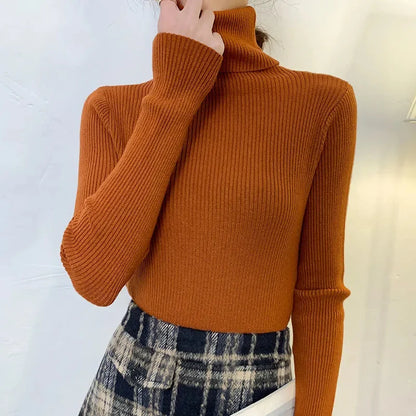 Women Fall Turtleneck Sweater Knitted Soft Pullovers Cashmere Jumpers Basic Soft Sweaters for Women 2024 Autumn Winter