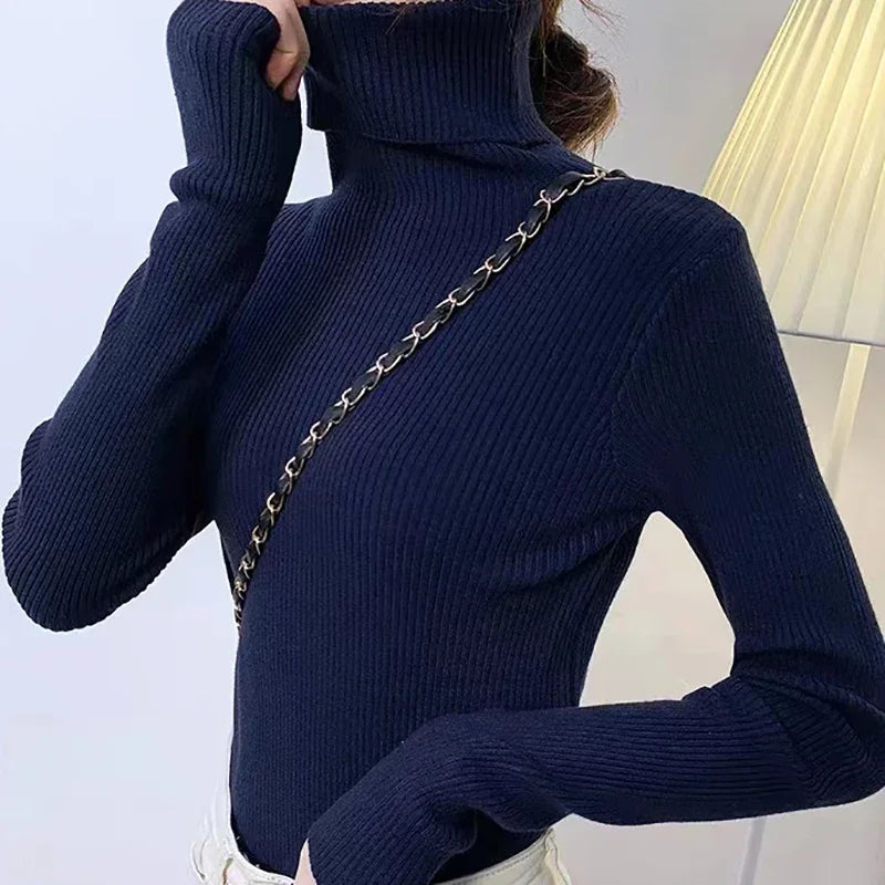 Women Fall Turtleneck Sweater Knitted Soft Pullovers Cashmere Jumpers Basic Soft Sweaters for Women 2024 Autumn Winter