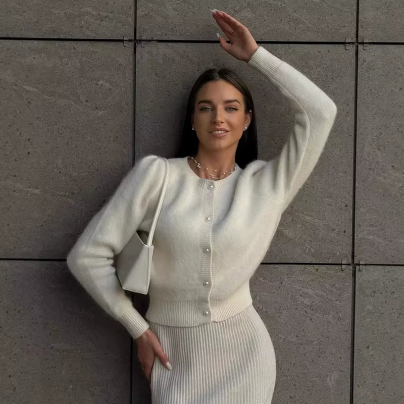 Chic Knit Sweater Cardigan for Women Loose Solid O-Neck Single-Breasted Knitwear Tops 2025 Autumn New Female Cardigan Outerwear