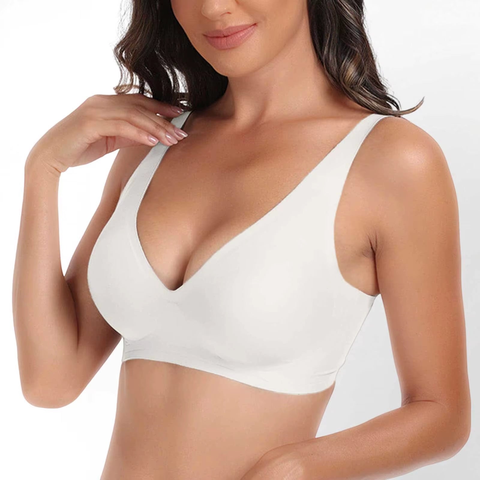 Sexy Push up Padded Seamless Bras for Women Soft Support Invisible Wireless Bra Bralette Smooth Women Deep V Bras Sexy Lingerie