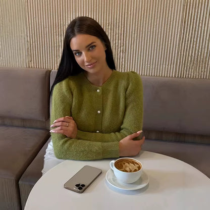 Chic Knit Sweater Cardigan for Women Loose Solid O-Neck Single-Breasted Knitwear Tops 2025 Autumn New Female Cardigan Outerwear