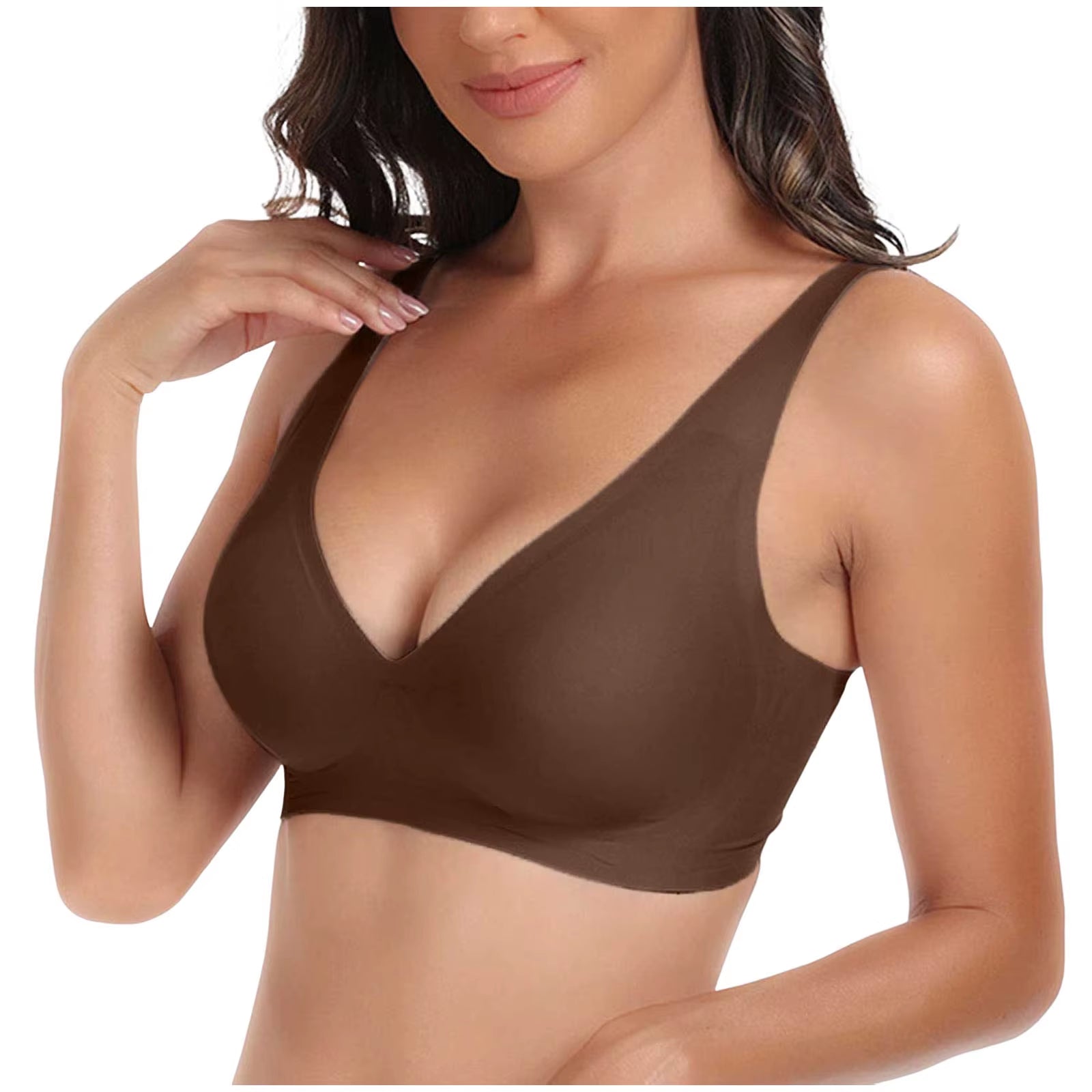 Sexy Push up Padded Seamless Bras for Women Soft Support Invisible Wireless Bra Bralette Smooth Women Deep V Bras Sexy Lingerie