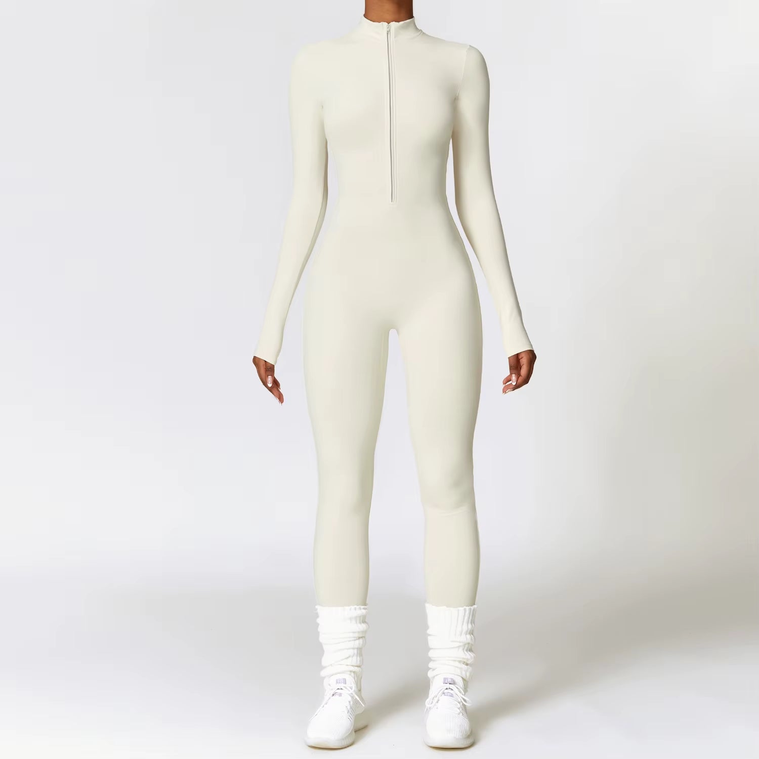 Zipper Yoga Rompers Long Sleeved One-Piece Women'S Sportswear Gym Jumpsuits Workout High-Intensity Fitness Skin-Tight Garment