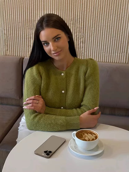 Chic Knit Sweater Cardigan for Women Loose Solid O-Neck Single-Breasted Knitwear Tops 2025 Autumn New Female Cardigan Outerwear