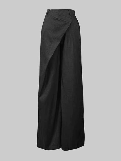 Missuoo Women'S Casual Suit Pants Solid Color Asymmetric High Waist Split-Joint Floor Length Trousers Female Formal Bottoms