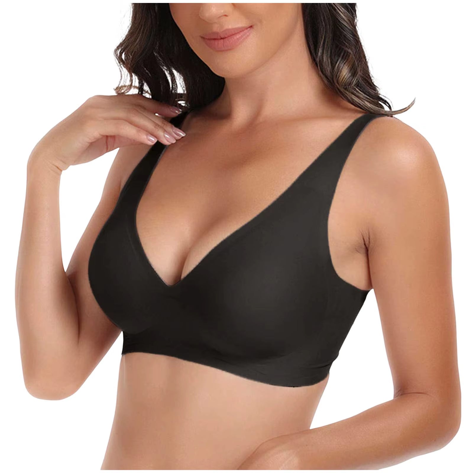 Sexy Push up Padded Seamless Bras for Women Soft Support Invisible Wireless Bra Bralette Smooth Women Deep V Bras Sexy Lingerie